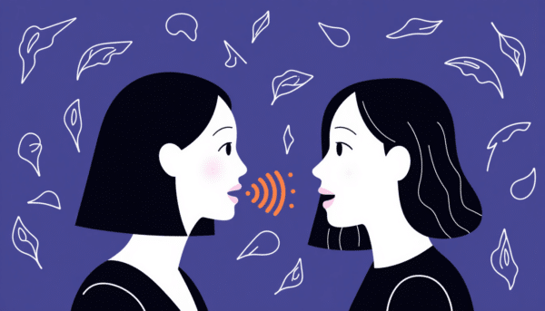 Zwei Frauen stehen sich gegenüber und kommunizieren. Drahtloses Signal zwischen ihnen.