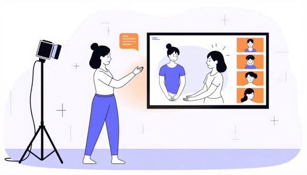 Frau nimmt an Videokonferenzen teil und demonstriert eine Online-Therapie- oder Coaching-Sitzung.