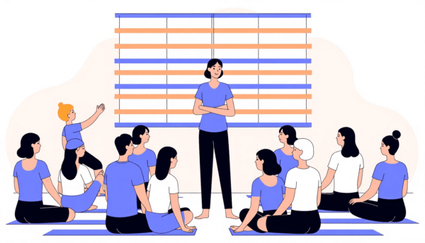 Yogalehrer leitet Gruppenfitnesskurse