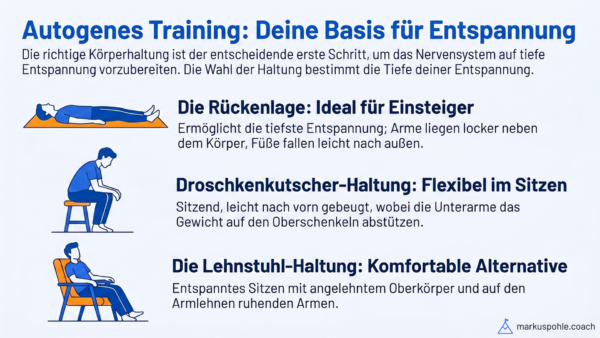Autogenes Training: Liege-, Sitz- und Lehnstuhl-Haltungen für Entspannung