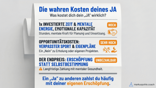 Die wahren Kosten deines JA: Investierte Zeit, Opportunitätskosten, Erschöpfung