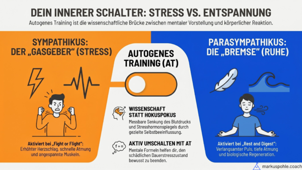 Autogenes Training: Sympathikus (Stress) vs. Parasympathikus (Ruhe)